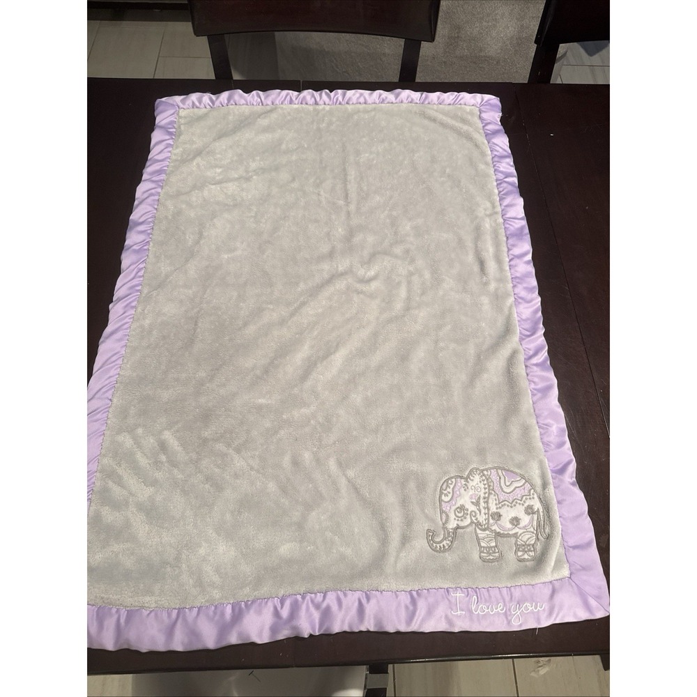 Wendy Bellissimo I Love You Elephant Baby Blanket Gray And Purple Lovey